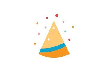 Festive Birthday Celebration with Party Hat and Colorful Confetti Scattered around
