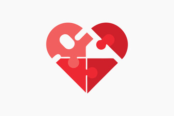 Heart Made of Puzzle Pieces Representing Love, Connection and Emotional Wellbeing