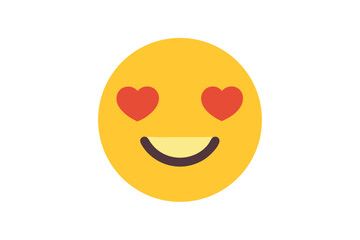 Yellow smiling face with heart shaped eyes representing love and affection