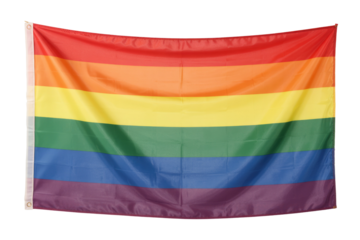 A vibrant six-striped rainbow LGBTQ+ pride flag, isolated on a transparent background. background removed