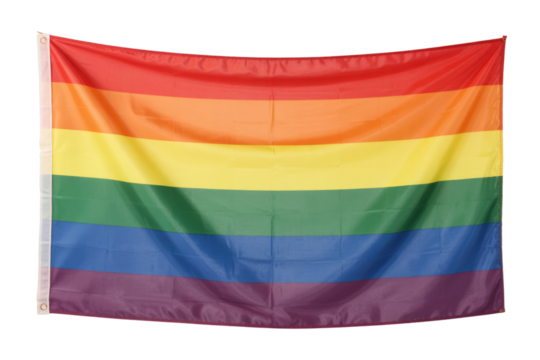 A vibrant six-striped rainbow LGBTQ+ pride flag, isolated on a transparent background. background removed - Powered by Adobe