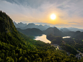 Alpine Landscape of The Area of the Neuschwanstein Castle, Schwangau Germany