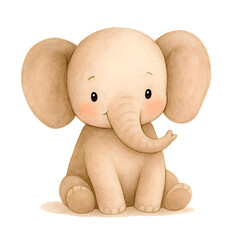 Cute Watercolor Baby Elephant Illustration