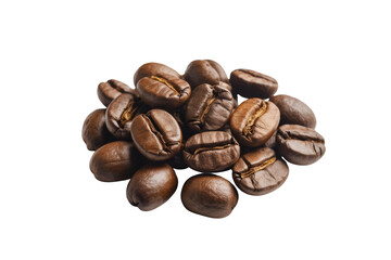 Fototapeta premium A close-up shot of roasted coffee beans isolated on a transparent background. background removed