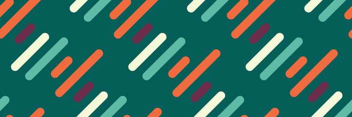 Dynamic teal backdrop featuring a vibrant geometric pattern of diagonal, rounded rectangles in coral, mint, and cream.