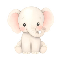 Fototapeta premium Cute Watercolor Baby Elephant Illustration