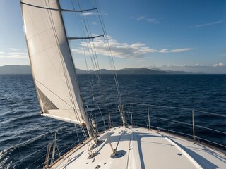 Obraz premium Luxury Yacht Sailing on Calm Blue Ocean