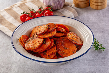 Tasty baked sweet potatoes with spices