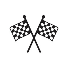 Two crossed checkered flags on white background