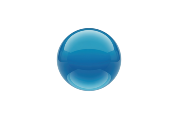 A glossy, vibrant blue sphere on a transparent background. Simple, clean design. background removed