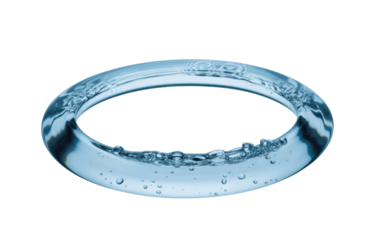 A transparent ring of water with bubbles, isolated on a transparent background. background removed