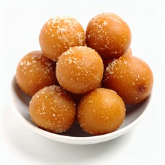 Delicious gulab jamun a traditional dessert presented attractively on white background