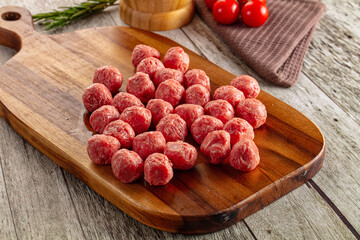 Raw beegf meatball for cooking