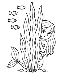 Mermaid coloring page for kids