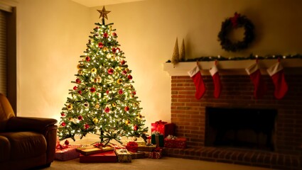 Cozy Living Room Decorated Christmas Tree Holiday Style