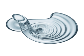 Abstract 3D render of a translucent liquid with concentric ripples, isolated on transparent background. background removed
