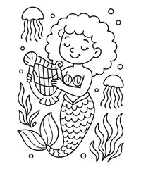 Mermaid coloring page for kids
