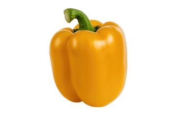 A vibrant yellow bell pepper, isolated on a transparent background, showcasing its smooth skin and glossy texture. background removed