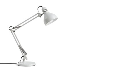 Articulated White Desk Lamp with Adjustable Arm on White Background
