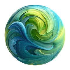 A blue and green swirl patterned ball