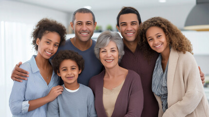 Obraz premium A diverse family creating a family tree, sharing authentic moments of heritage, using both paper charts and digital genealogy apps, diverse families, authentic moments, hybrid life