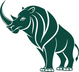  vector illustration of a powerful rhino in bold monochrome design. Symbol of strength, resilience, and wildlife. Perfect for logos, mascots, and branding projects.