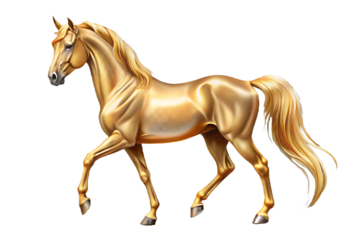Golden horse isolated on a transparent background animal