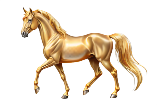 Golden horse isolated on a transparent background animal