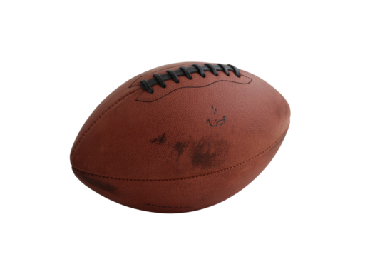 A well-worn brown American football, isolated on a transparent background. background removed - Powered by Adobe