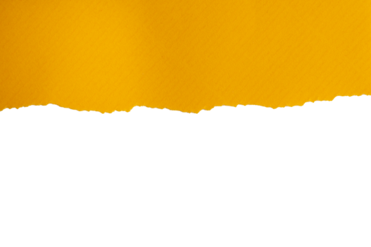 Horizontal torn yellow paper edge on transparent background
