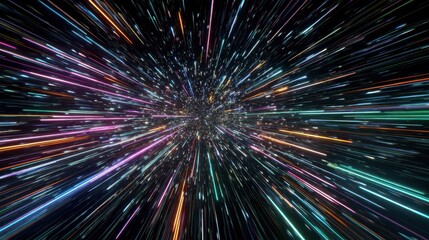 neon lights streak through