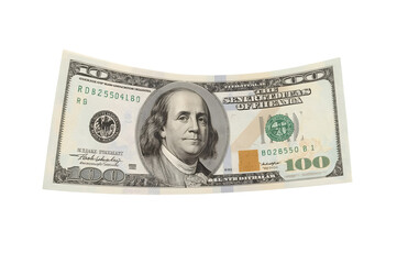 The hundred-dollar bill: A crisp hundred-dollar bill lies horizontally, showcasing the portrait of a historical figure and its intricate design, embodying wealth and financial transaction.