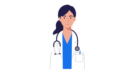 Fototapeta premium Smiling Female Doctor, Healthcare Professional, Medical Illustration