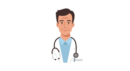 Fototapeta premium Doctor in a white coat with stethoscope, healthcare professional illustration
