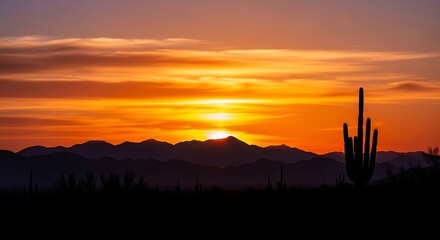 Golden hues envelop Arizona's silhouette, casting a mesmerizing desert panorama at twilight