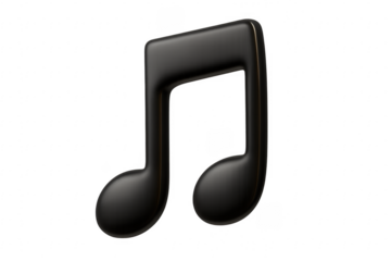 Glossy Musical Note with Transparent Background