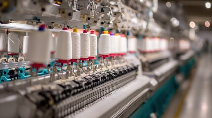 Premium photo of close-up of textile production machinery in a factory, textile, manufacturing, industry, machinery, equipment.