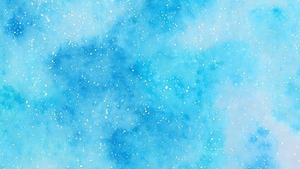 Obraz premium Abstract Watercolor Blue Sky Background with Falling Snow or Splatters Texture Design