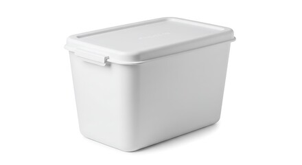 Clean White Rectangular Plastic Storage Container with Lid