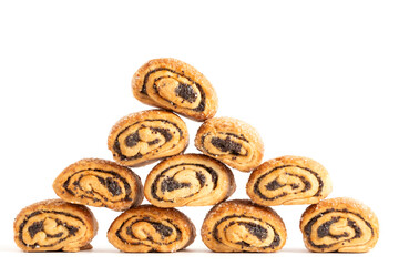 Biscuits with poppy seeds isolated on white background. Sweet pastry.