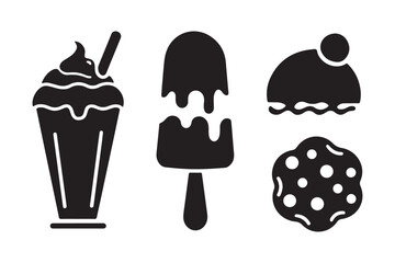 Collection of sweet frozen dessert icons