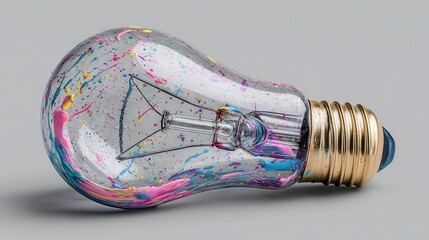 colorful lightbulb with paint splatters