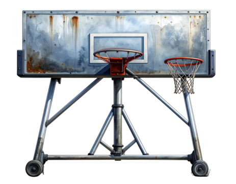  Collapsed Basketball Hoop, Low-Profile View, Cutout.