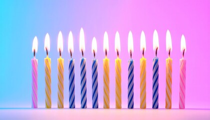 Birthday Candles on a neon gradient background, exuding dynamic energy