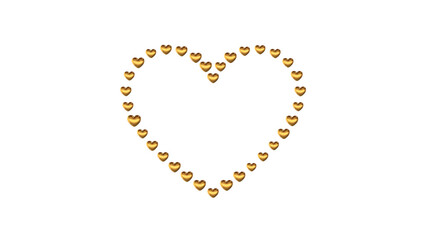 golden 3d hearts frame shiny glowing isolated on transparent background, png valentines day love and romantic overlay design element	