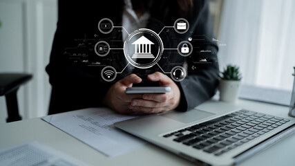 A concept of digital banking and online financial technology (FinTech) services. A central platform...