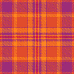 Worn check pattern background, nostalgic vector fabric seamless. Length textile texture plaid tartan in red and pink colors.