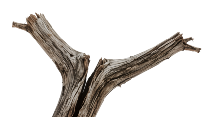Arboreal Branch: A weathered tree branch stands starkly against the clear canvas, revealing the raw texture of the natural world in shades of gray and brown, evoking a sense of resilience.