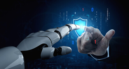 AI artificial intelligence strengthens cybersecurity with intelligent threat detection, virtual...