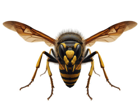 A striking macro shot showcasing the intricate details of a yellow jacket wasp in stunning clarity - Powered by Adobe